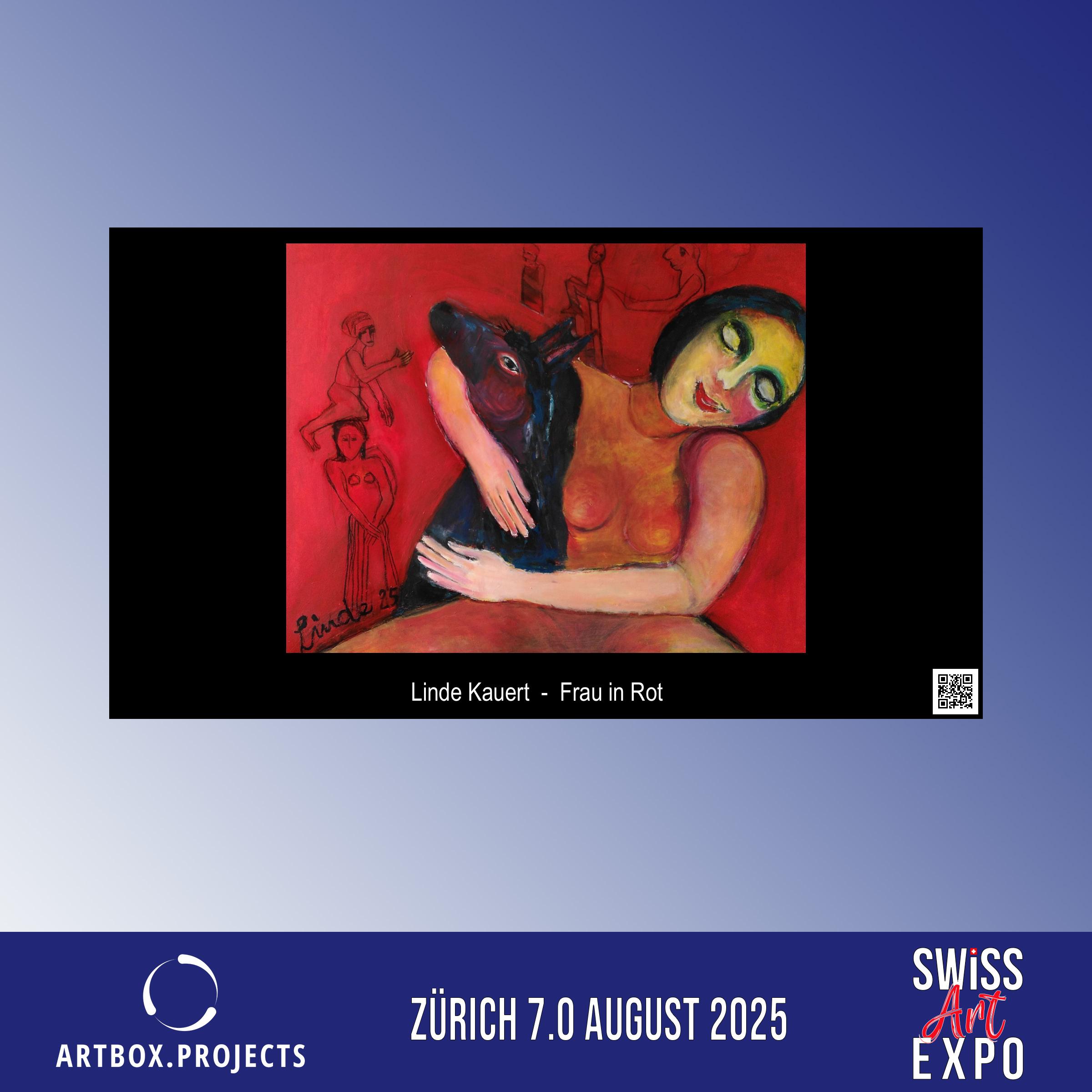 Linde Kauert "Frau in Rot" (2025); Teilnahme an der ARTBOX.PROJEKT ZÜRICH 7.0